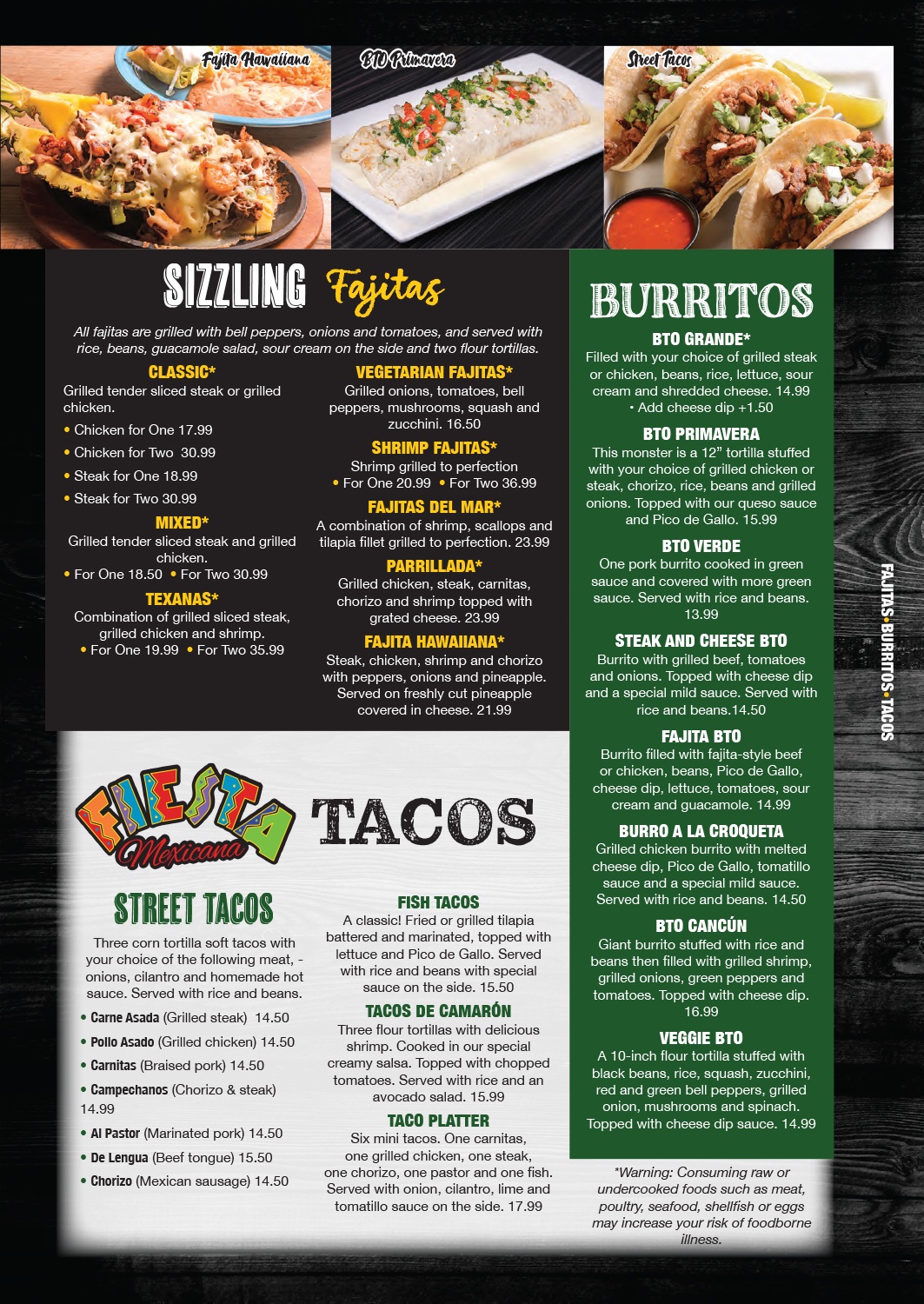 Enchiladas, Burritos, Tacos